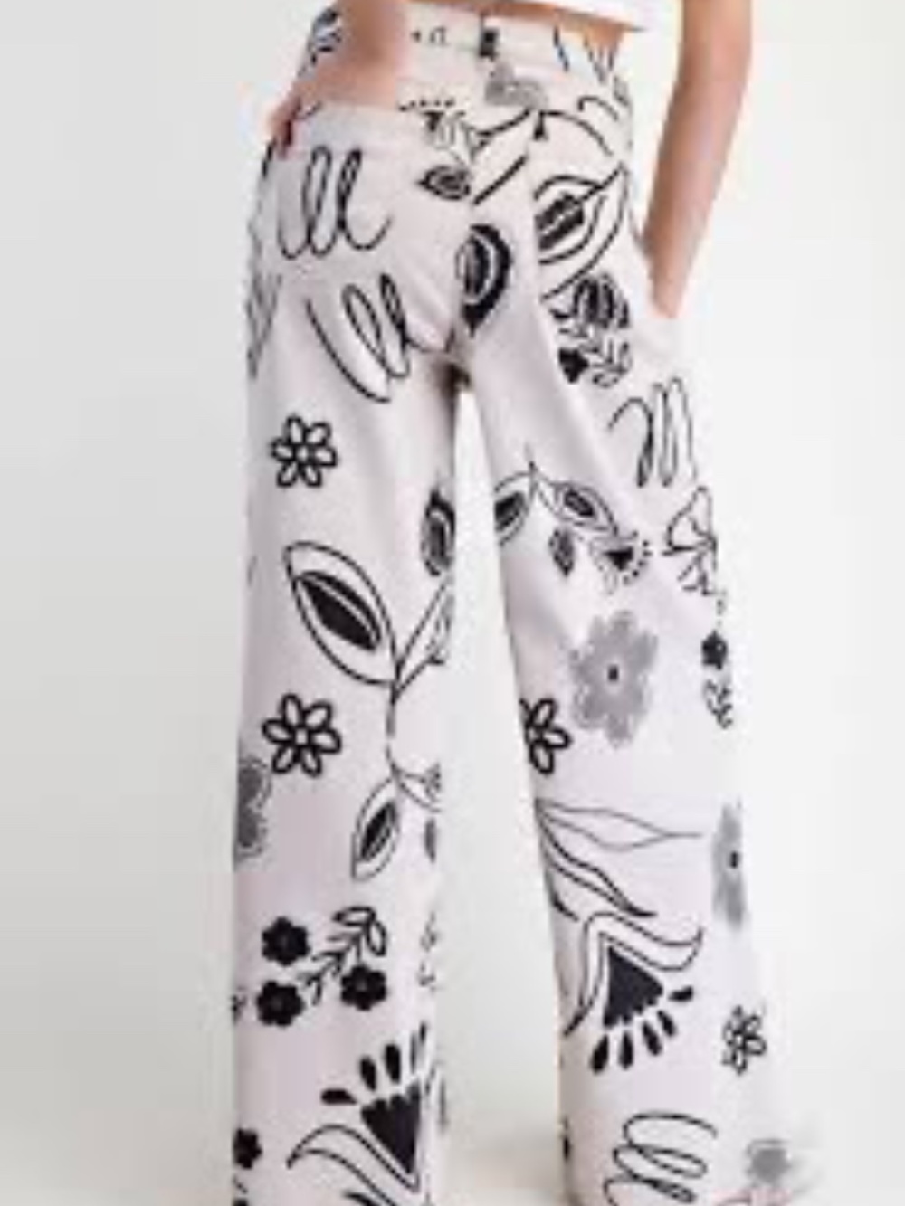 New Easel Women's Floral Printed High Rise Wide Leg Pants Denim Size Small - Picture 6 of 8